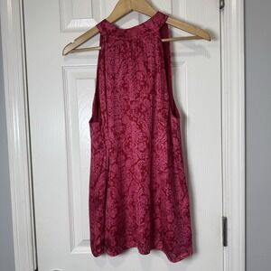 Talbots damask print halter top deep cherry pink tie neck Party Resort 12 New **